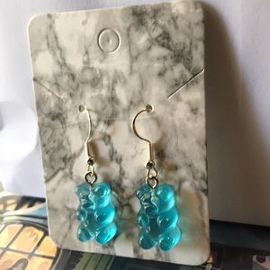 Blue teddy bear earrings